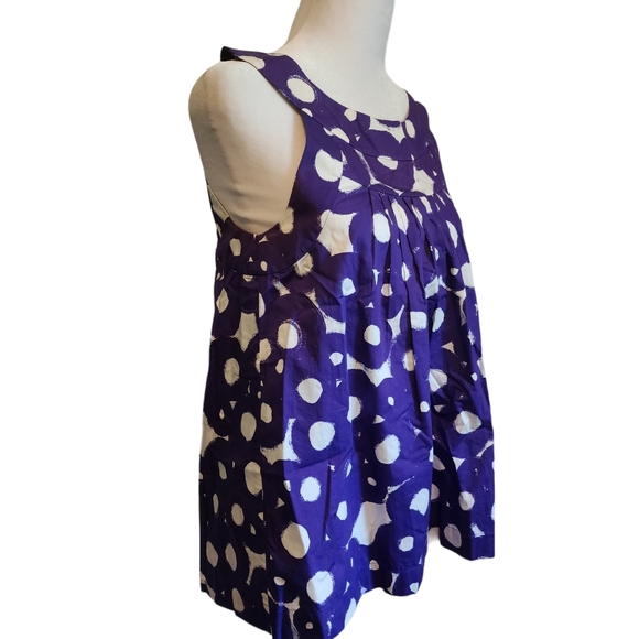 EUC Theory Purple & White Geometric Circles Halter Style Top - Picture 3 of 10